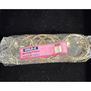 Gold Z Micron Finish Childs Bangle Bracelets Set of 8 India NOS